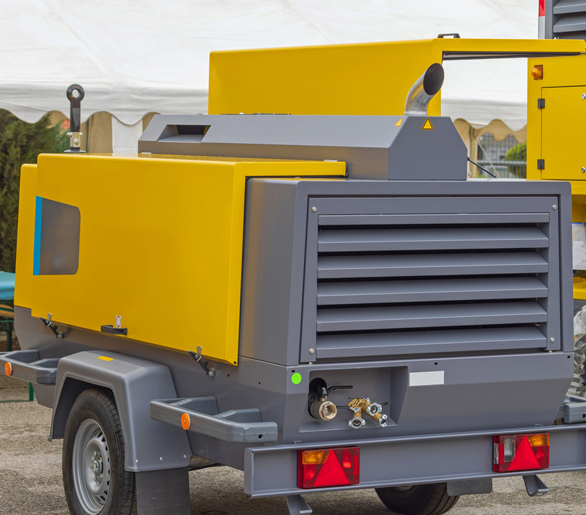 Trailer-mounted diesel air compressor